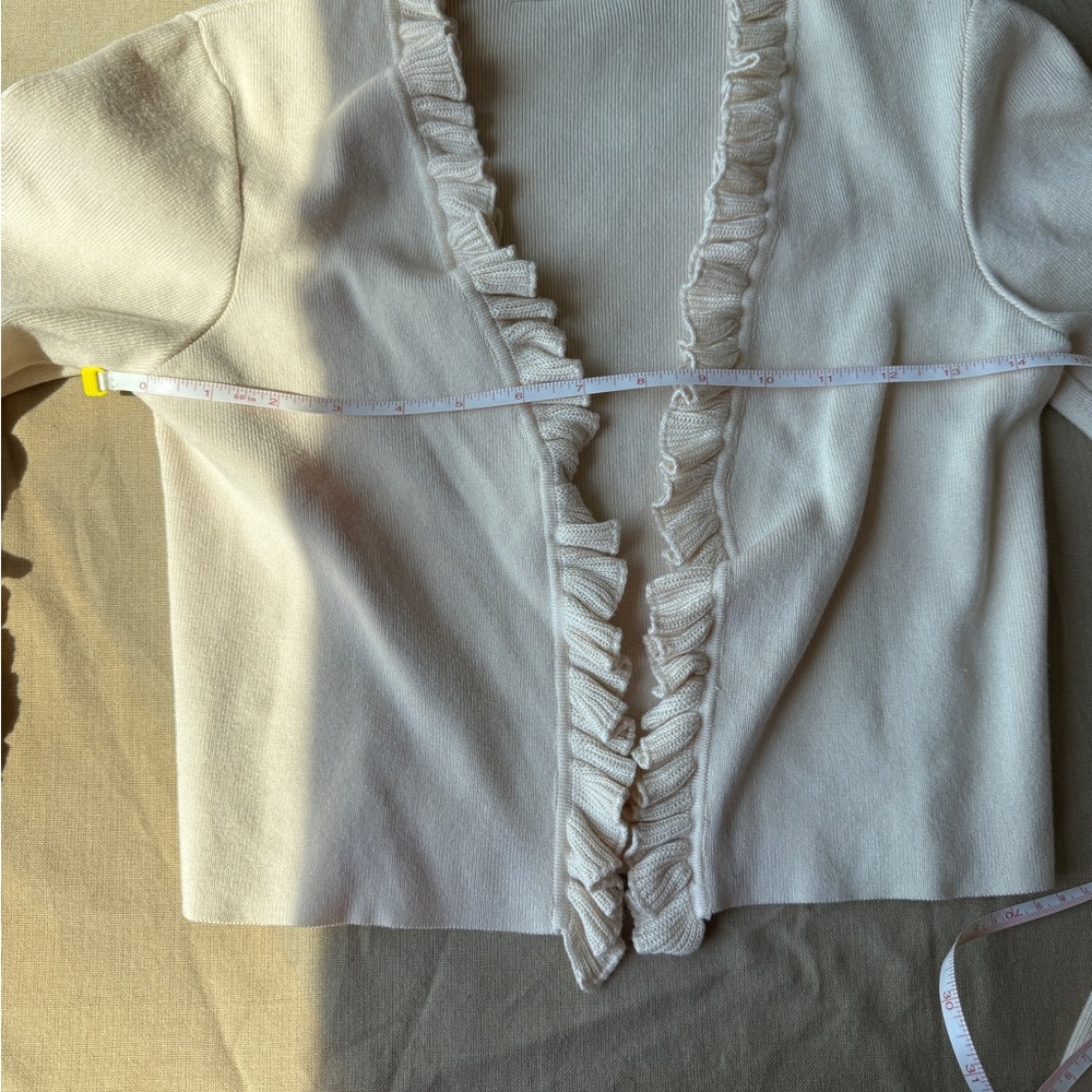 Urban Outfitters Ivory Ruffle Trim Cardigan Set with strapless Top - Picture 9 of 16